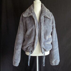 Missguided Grey Fuzzy Jacket